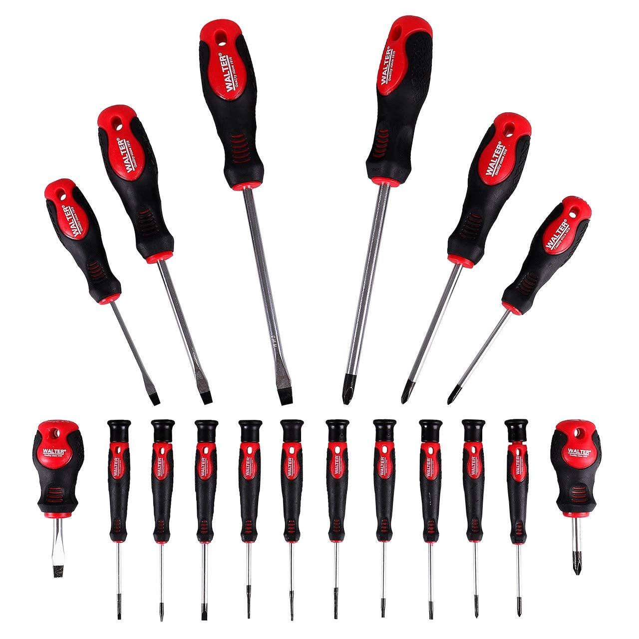 Набір викруток WALTER 18 штук точність шліцова Phillips & Torx ергономічні гумові ручки магнітні наконечники з настінним кріпленням і гвинтами, фото №1 Набір викруток WALTER 18 штук точність шліцова Phillips & Torx ергономічні гумові ручки магнітні наконечники з настінним кріпленням і гвинтами, фото №1
