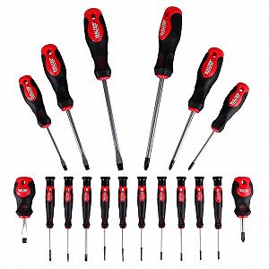 Купить Набор отверток WALTER 18 штук прецизионная шлицевая Phillips & Torx эргономичные резиновые ручки магнитные наконечники с настенным креплением и винтами - Фото 1 Набор отверток WALTER 18 штук прецизионная шлицевая Phillips & Torx эргономичные резиновые ручки магнитные наконечники с настенным креплением и винтами - Фото 1