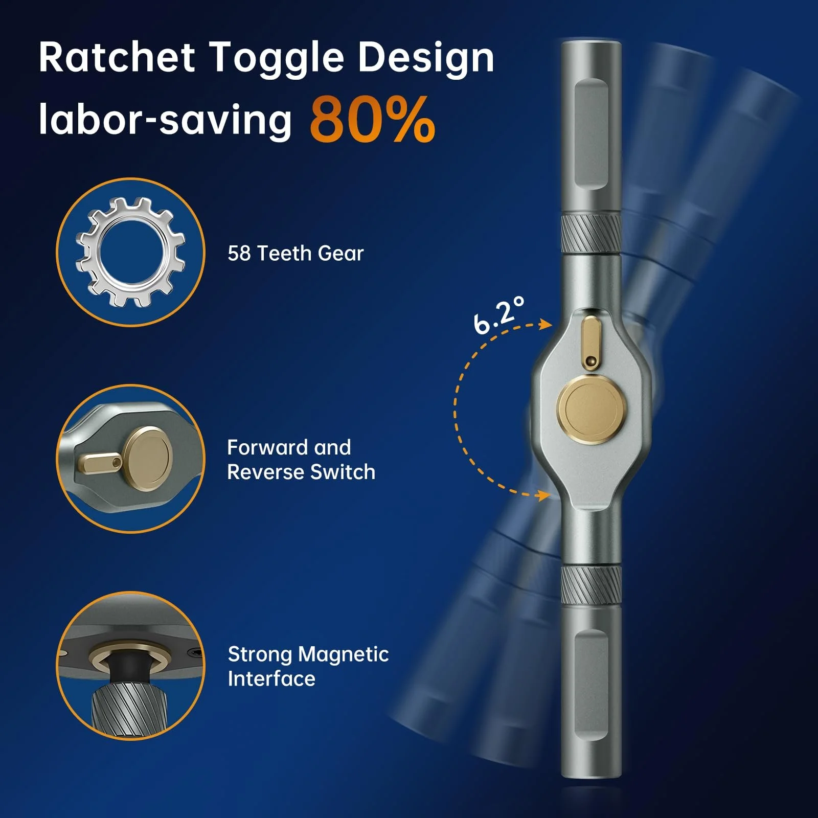 Набір викруток реверсивних магнітних FIDECO 74 в 1 зі сталі S2 з кейсом, фото №2