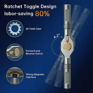 Набір викруток реверсивних магнітних FIDECO 74 в 1 зі сталі S2 з кейсом synthetic.ua - Фото 1