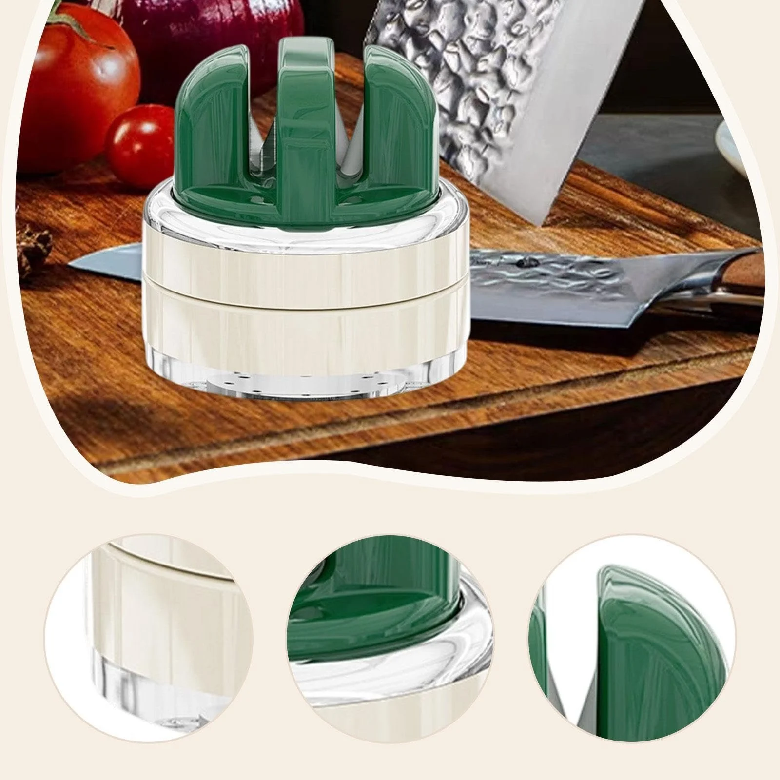 Точилка для кухонних ножів ручна на присосці зелена, фото №4