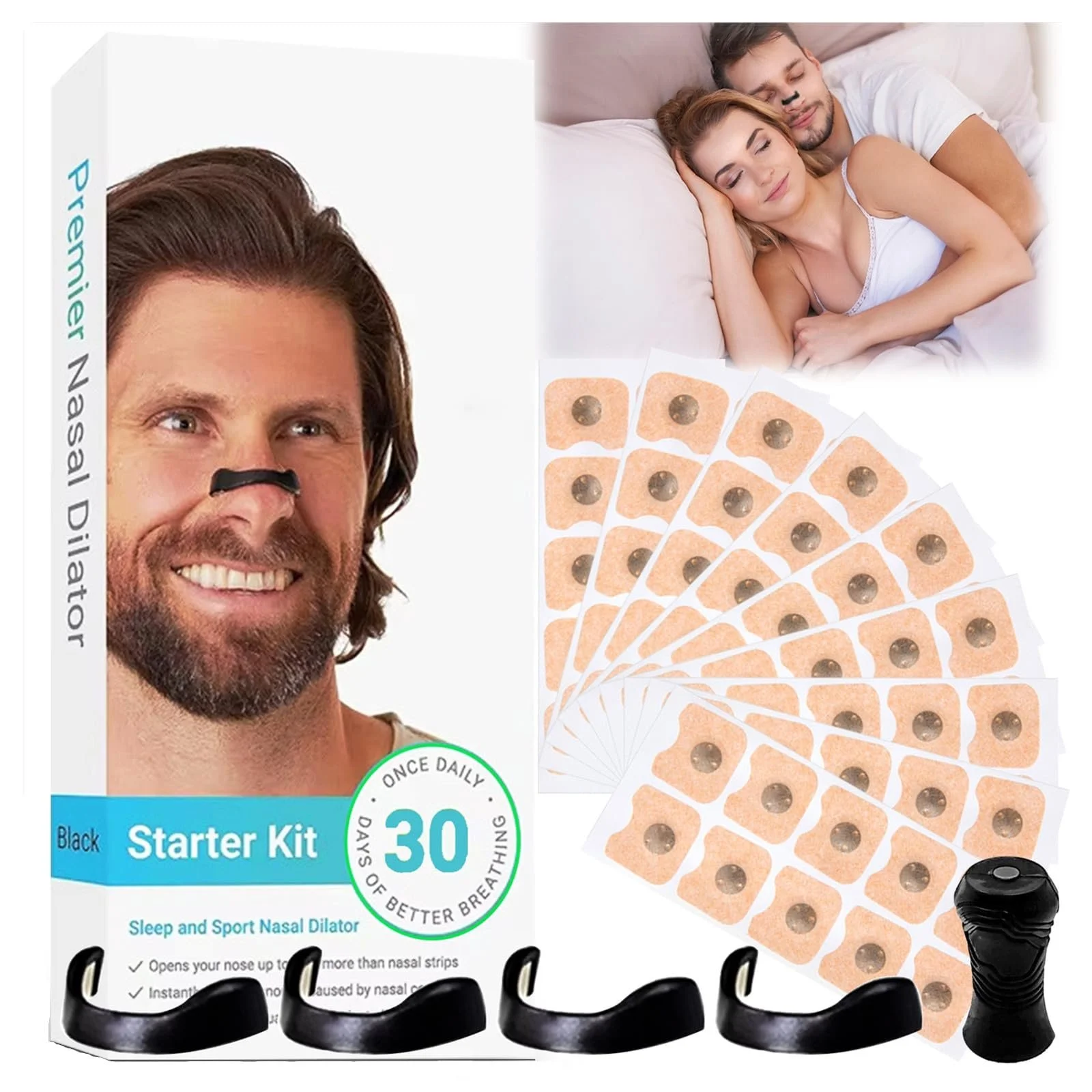 Смужки для носа дихальні магнітні 30 пар проти хропіння, фото №1