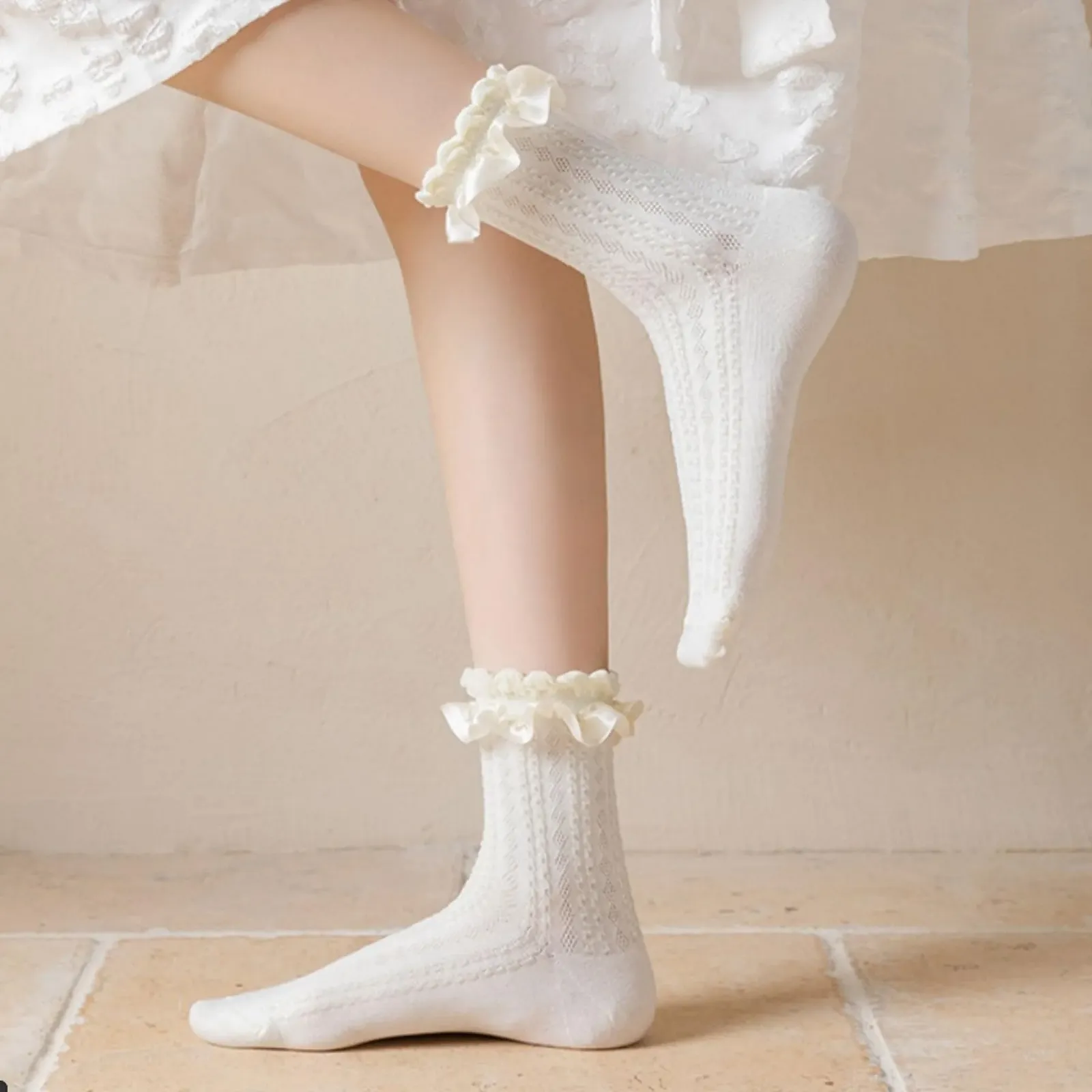 Носки с рюшами Женские носки с рюшами One Size Кружевные носки до щиколотки Носки с рюшами Носки для платья принцессы Вязаные носки для женщин Девочек (9 пар), фото №5