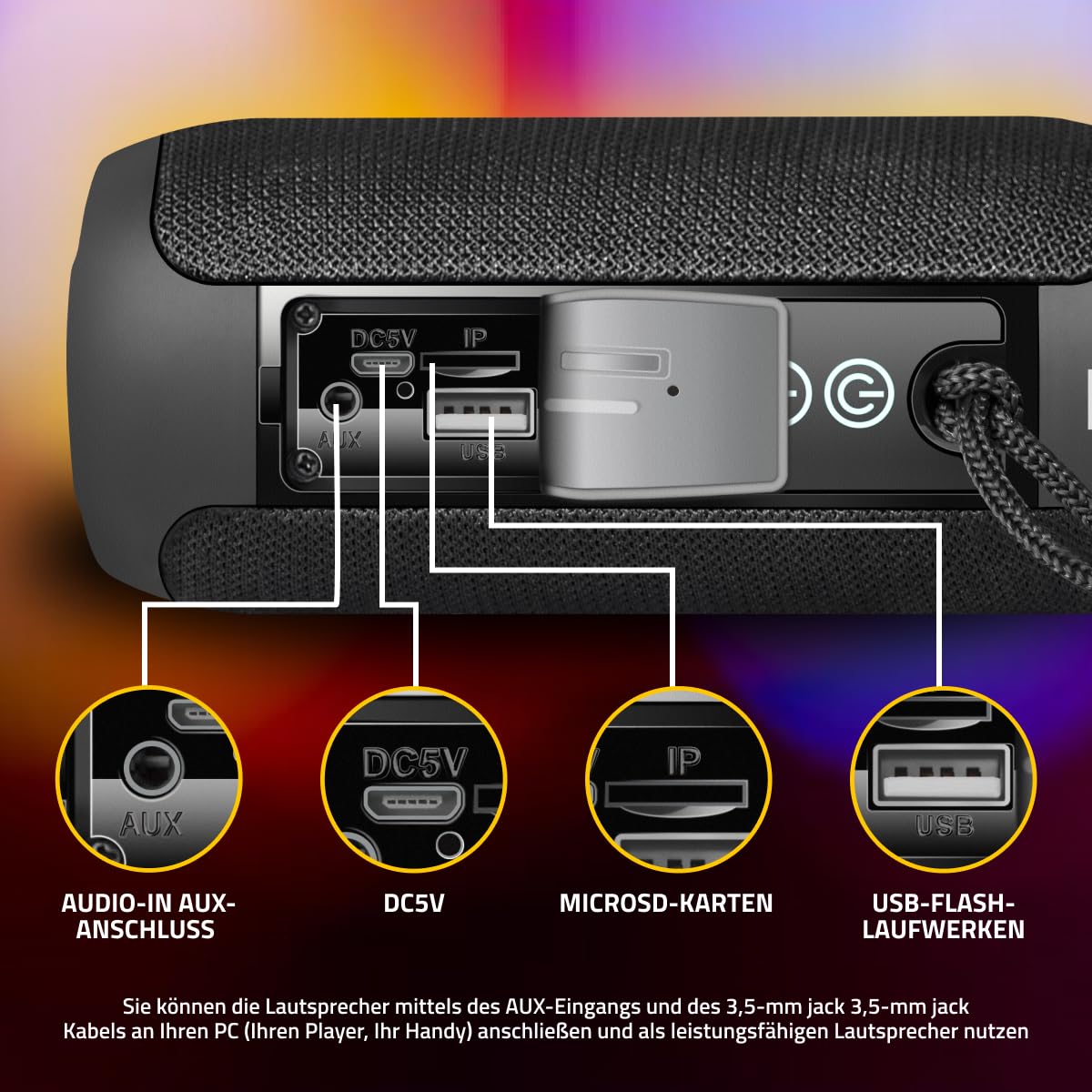 Колонка Defender Enjoy S700 Bluetooth, Портативна Bluetooth 5.0 зі Стерео True Wireless, Функція Гучного Зв’язку, із FM Радіо, USB/MicroSD для Дому та Саду, фото №4