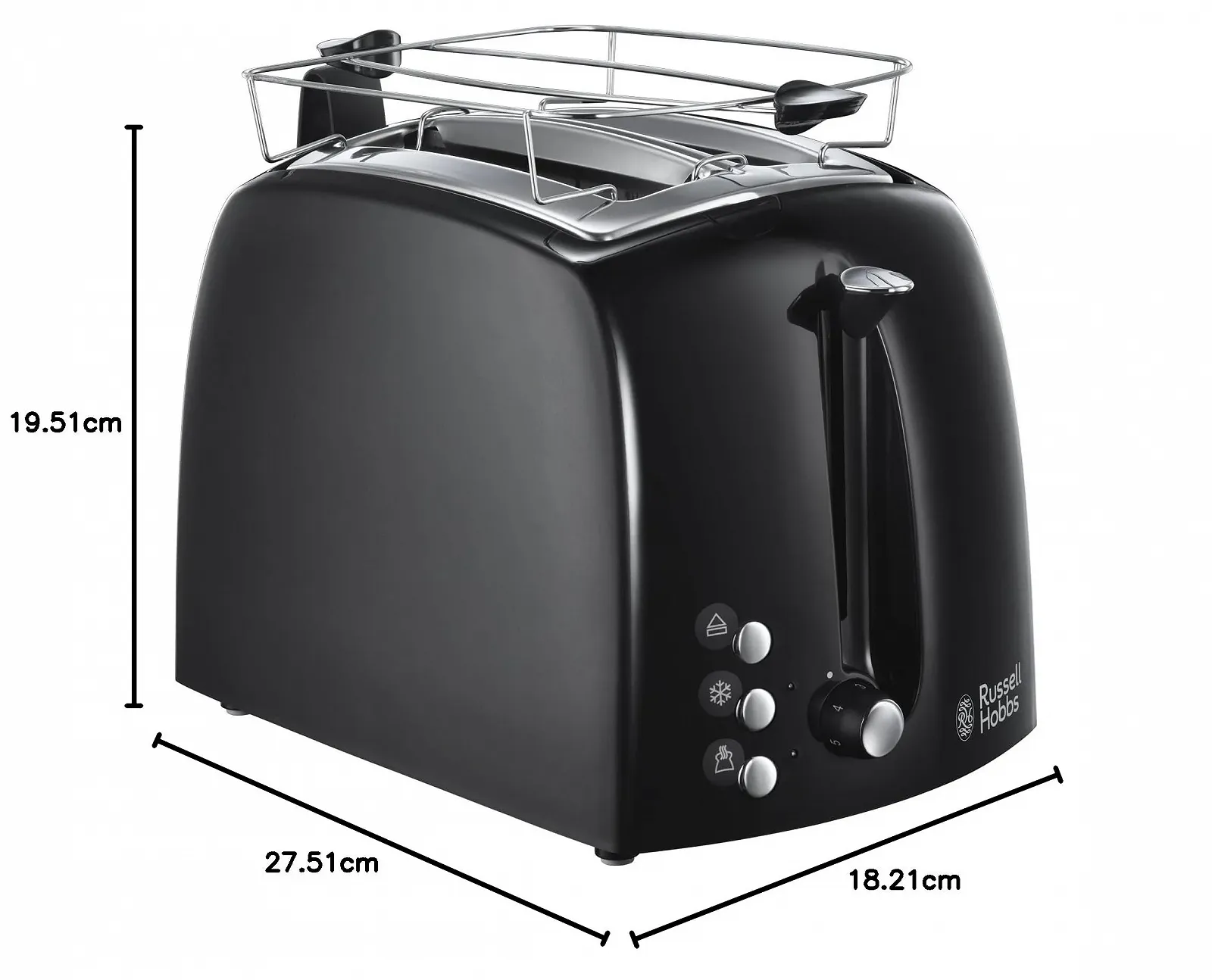 Тостер Russell Hobbs Textures + 22601-56, 2 слоти, 850 Вт, чорний, фото №11