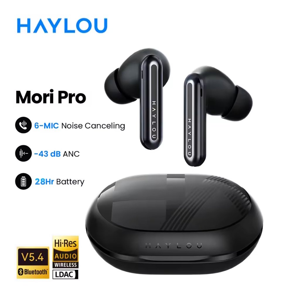 Наушники HAYLOU Mori Pro Black Hi-Res LDAC Adaptive Hybrid ANC, фото №1