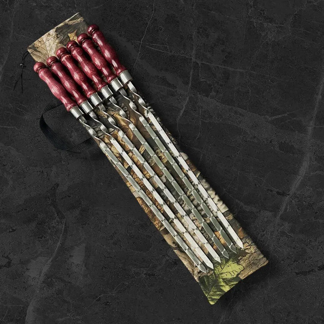 Набор шампуров "Компакт" в тканевом кейсе 7 в 1 (листья), фото №1