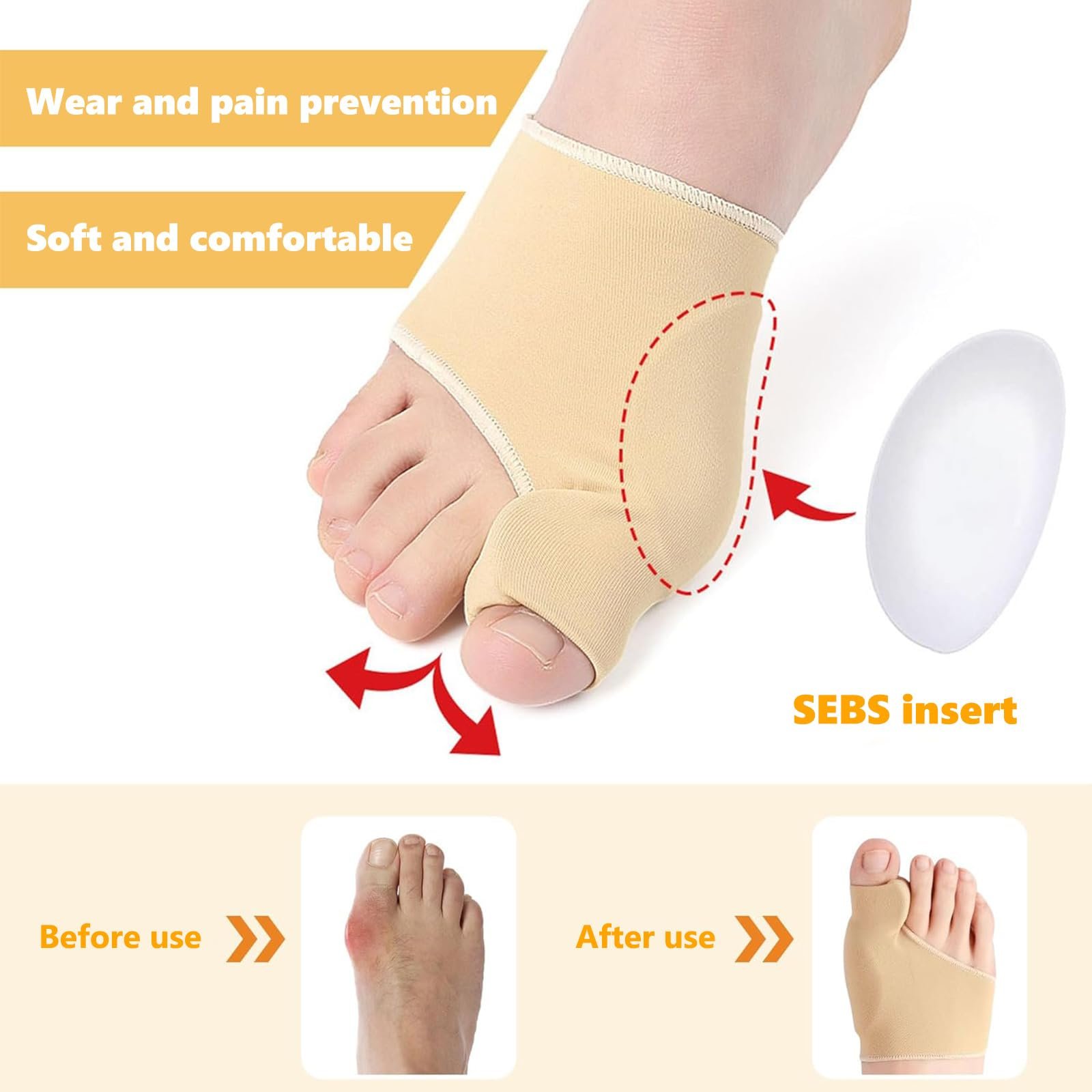 Корректор большого пальца стопы Hallux Valgus, 1 пара разделителей для пальцев, шина, фото №3