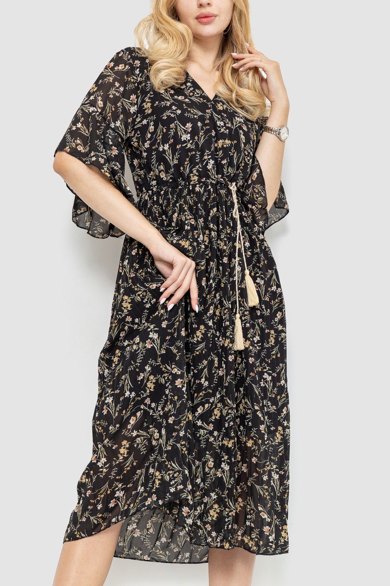 Платьє шифонний колір чорно-бежевий 204R1886, фото №2 Платьє шифонний колір чорно-бежевий 204R1886, фото №2