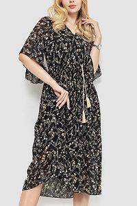 Платье шифоновое цвет черно-бежевый 204R1886 synthetic.ua - Фото 1