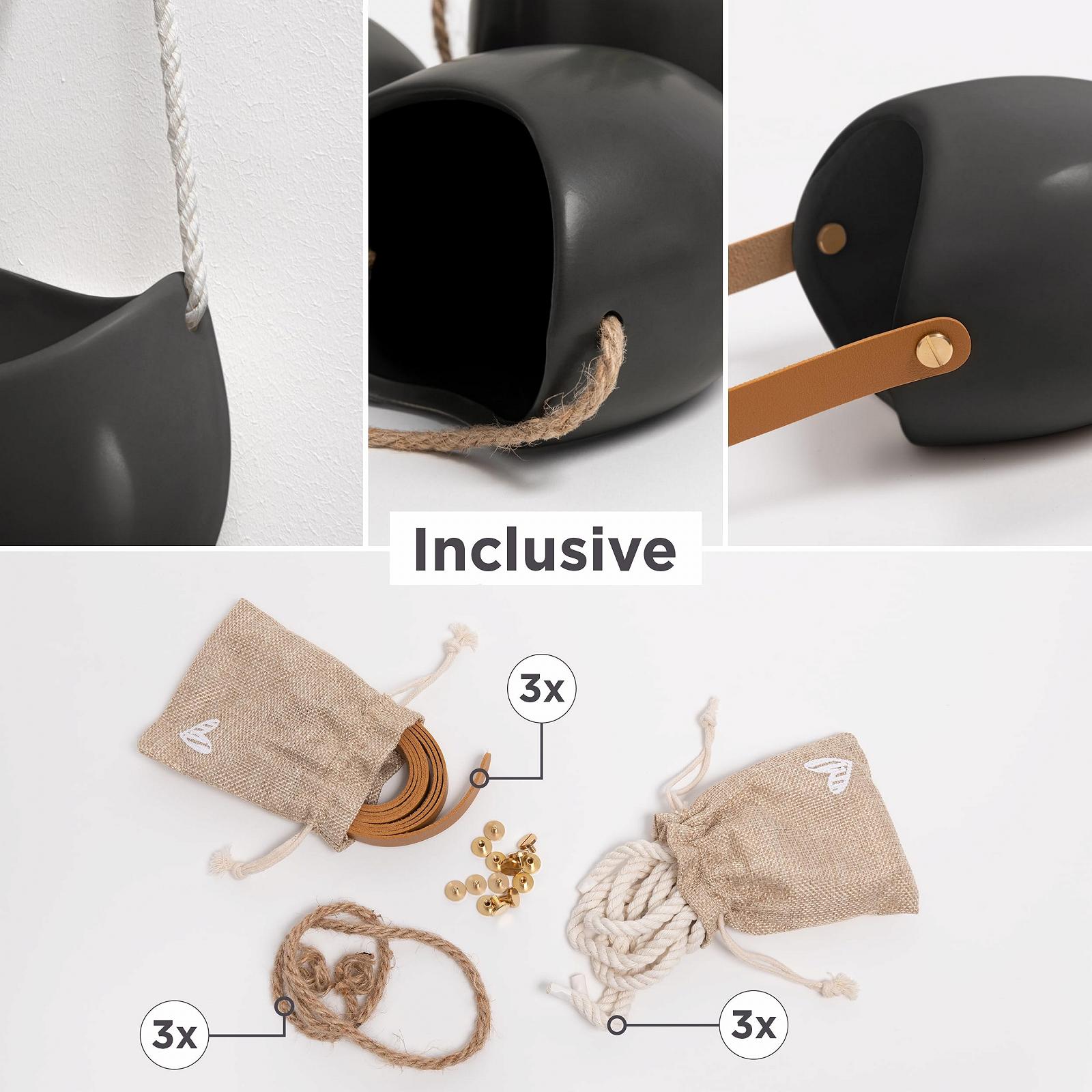 Настінні вази Kazai Ellie 3 шт. керамічні графіт матовий, фото №2