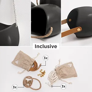 Настенные вазы Kazai Ellie 3 шт. керамические графит матовый synthetic.ua - Фото 1