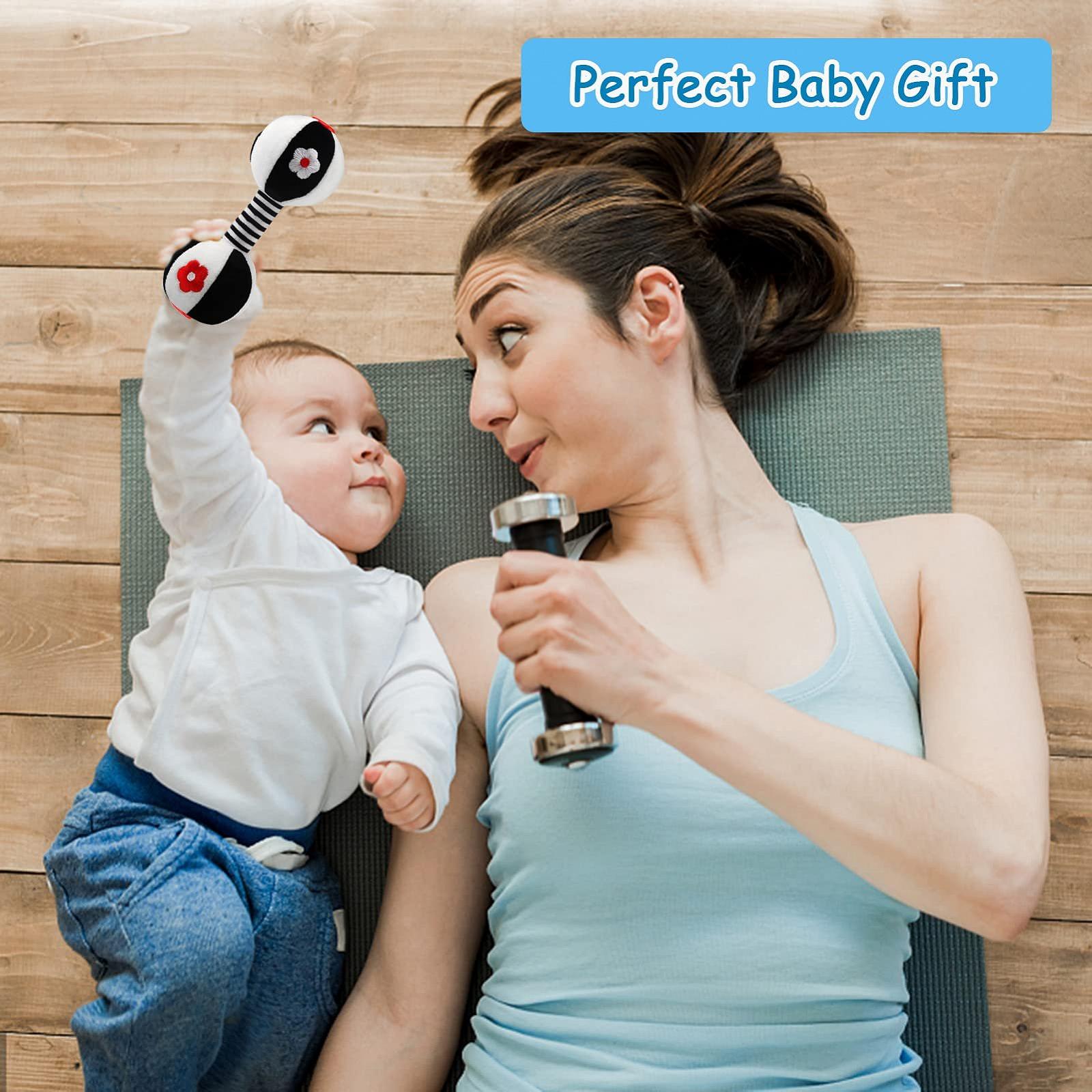 Іграшка брязкальце JoyLife Чорно-біла для іграшка для хапання, писклива, для відчуттів, вірний компаньйон для немовлят і малюків, брязкальце-гантель, фото №7