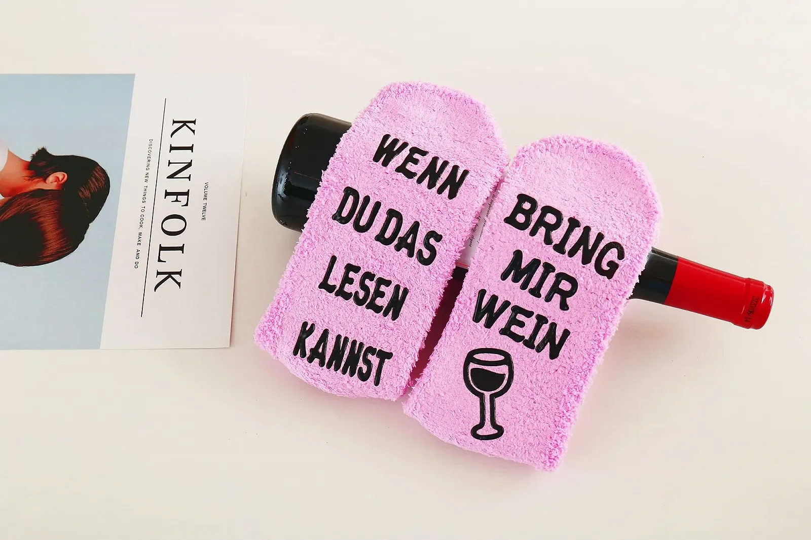 Носки с надписью "Wenn Du Das Lesen Kannst Bring Mir Wein / Kaffee / Book", фото №6