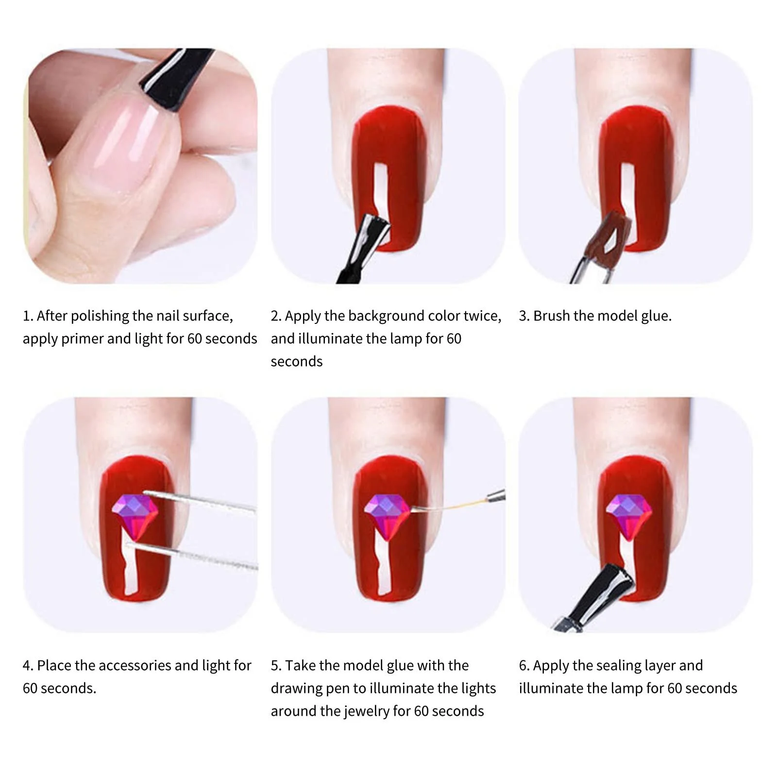 Стрази для нігтів Golden Phantom 1 набір, 12 комірок, плоскі, різні форми, фото №7