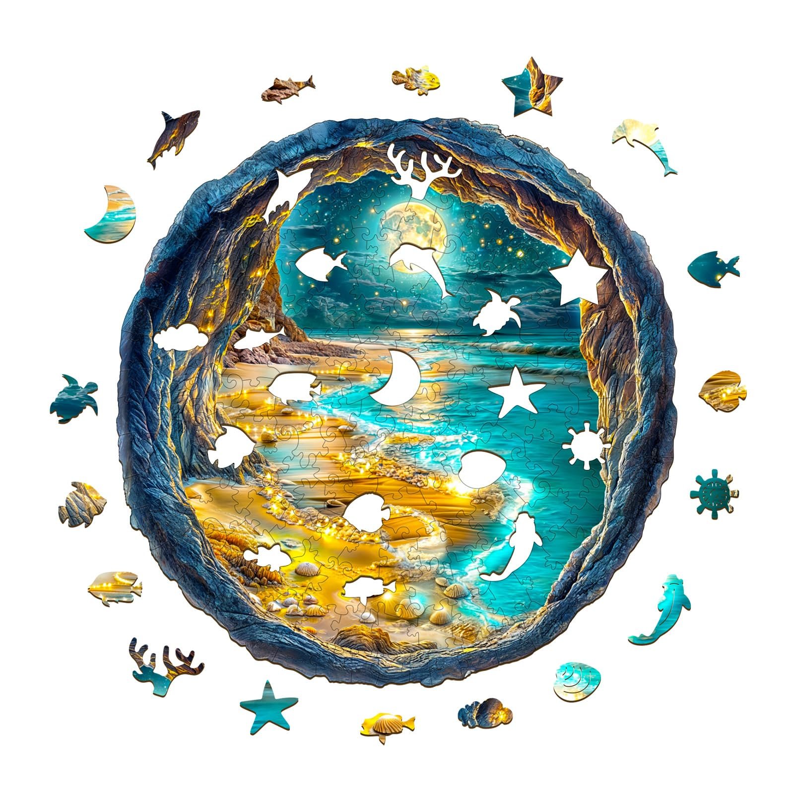 Пазл дерев'яний Moonlight Beach з подарунковою коробкою, 200 елементів, 29 x 28.6 см, фото №6