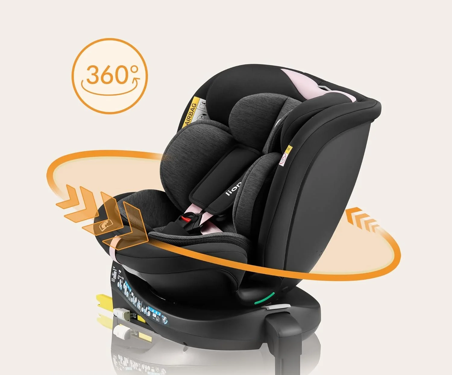 Дитяче автокрісло LIONELO Navy i-Size / З ISOFIX та поворотом на 360° / 0-36 кг / 40-150 см / 0-12 років / Регульований підголівник та нахил спинки / Чорне, фото №6 Дитяче автокрісло LIONELO Navy i-Size / З ISOFIX та поворотом на 360° / 0-36 кг / 40-150 см / 0-12 років / Регульований підголівник та нахил спинки / Чорне, фото №6