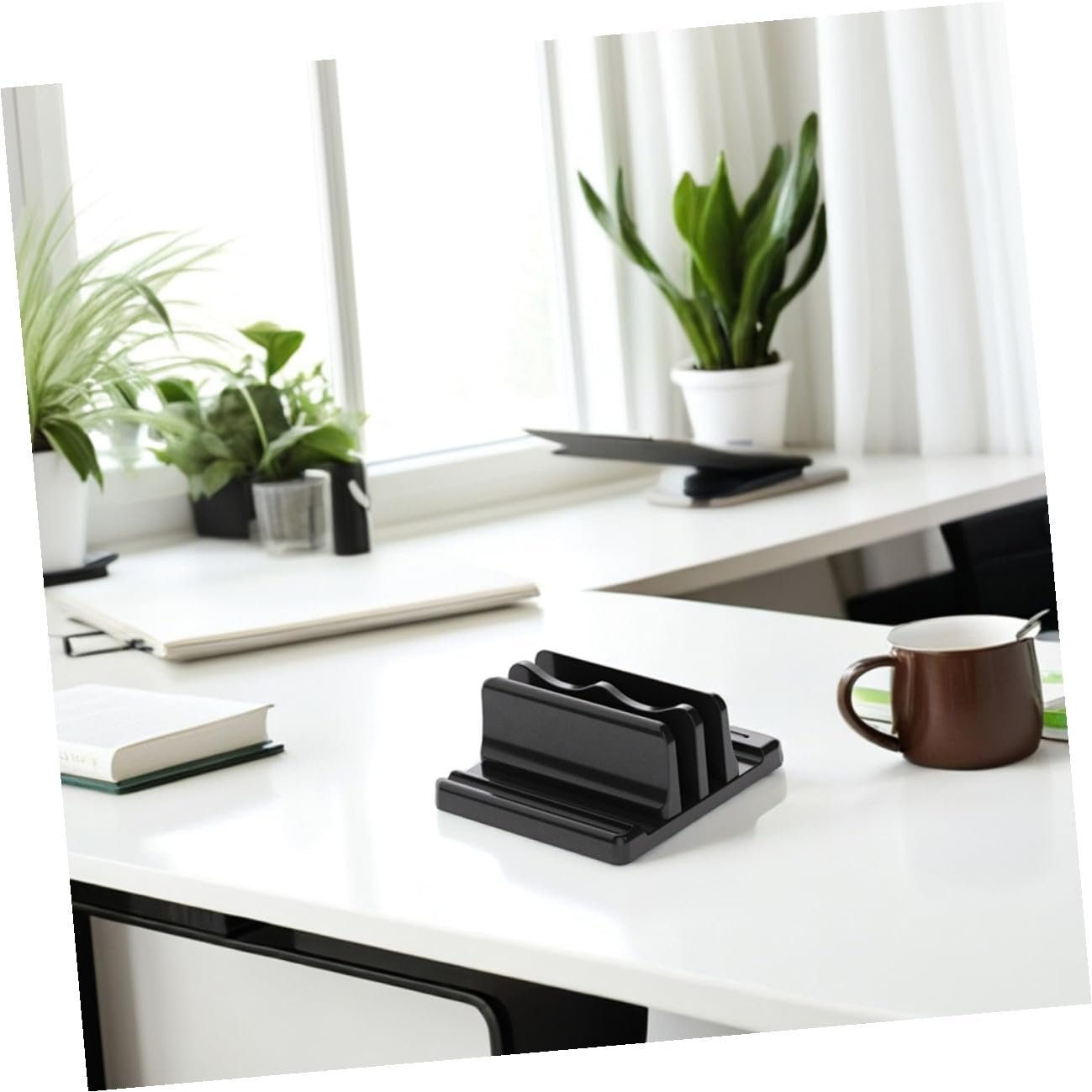 Вертикальная Подставка для ноутбука с двойным слотом, регулируемая док-станция, многофункциональный настольный органайзер для книг и ноутбуков, компактная, стабильная подставка, подходит для чтения, фото №4