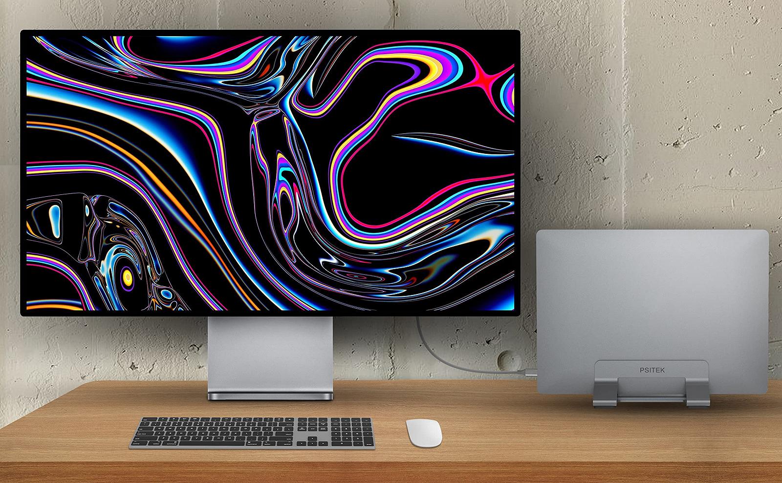 Підставка для ноутбука Psitek регульована алюмінієва, вертикальна док-станція, регульована ширина слота 12-42 мм, компактне зберігання, фото №2