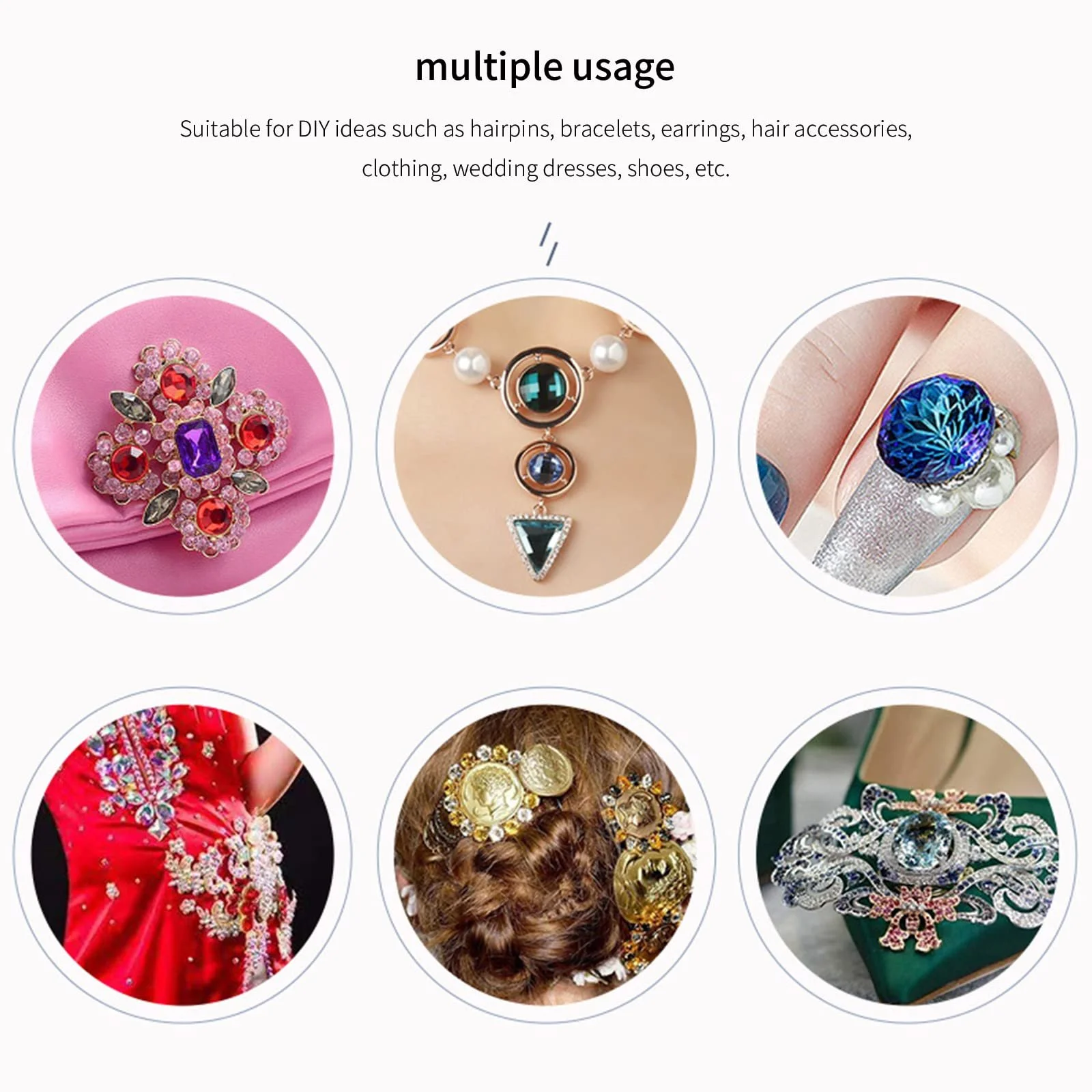 Стразы для ногтей 3D Блестки Круглые Острые Дно Случайный Цвет, фото №4