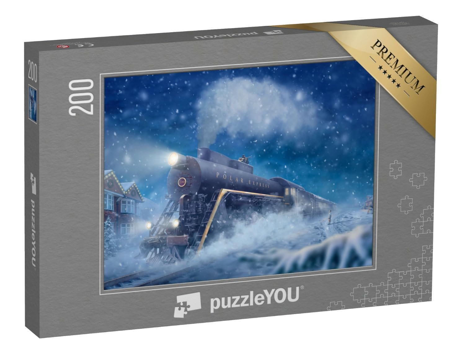 Пазл puzzleYOU Little Boy Man on the Train Puzzle Collection Locomotive Polar Express in a Snowy Landscape 200 элементов, фото №1