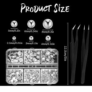 Бусины для дизайна ногтей, полукруглые жемчужины для ногтей, серебряные бусины разных размеров synthetic.ua - Фото 1