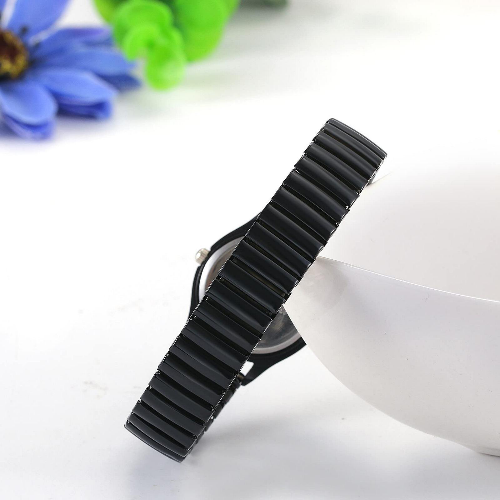 Наручные часы OIDEA Elastic для пар: винтажный прозрачный крупный шрифт аналоговый кварцевый механизм Unisex расширяющийся браслет черный золотой серебряный, фото №6