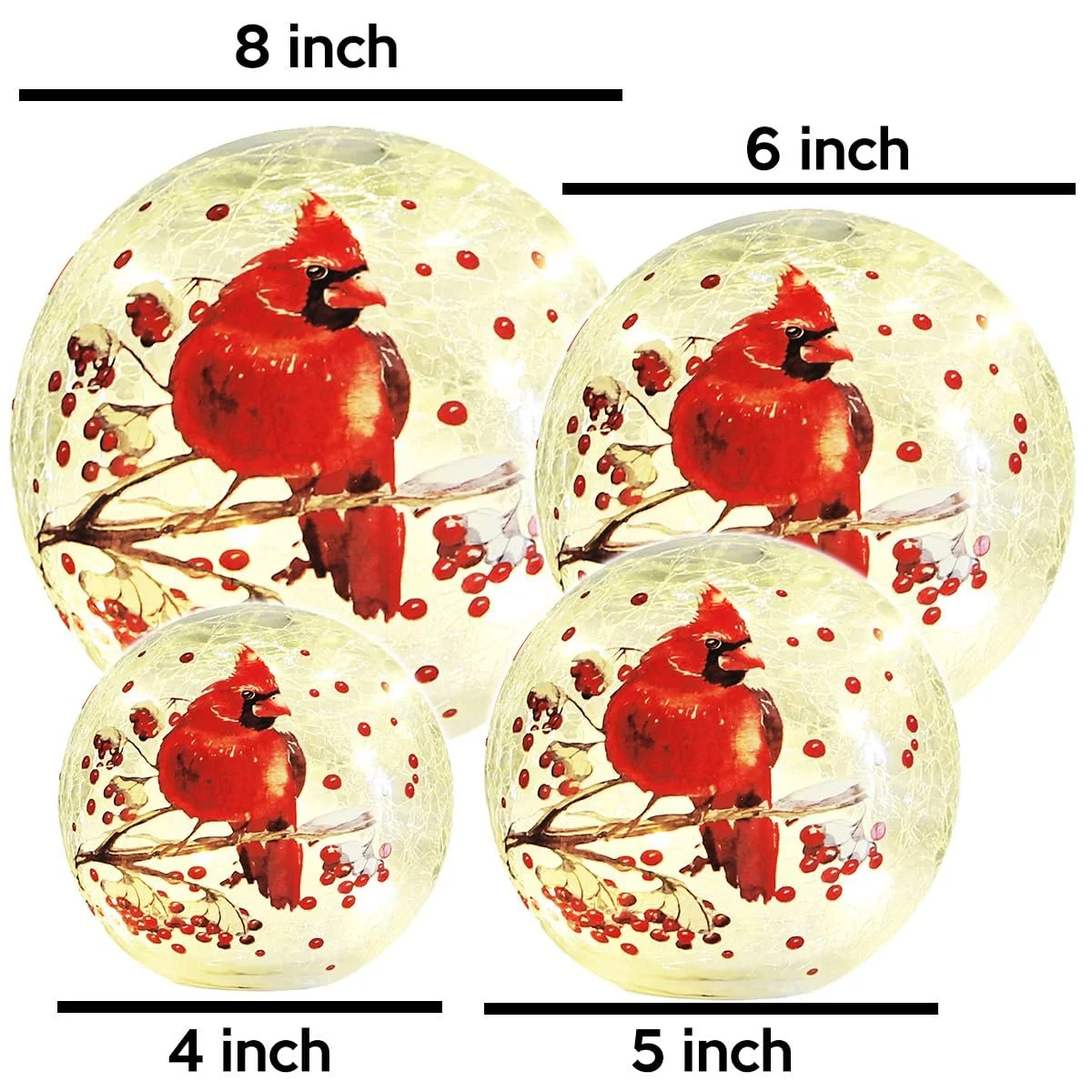 Настільна лампа-нічник LED Crackle Glass Ball Cardinal Червона, фото №5