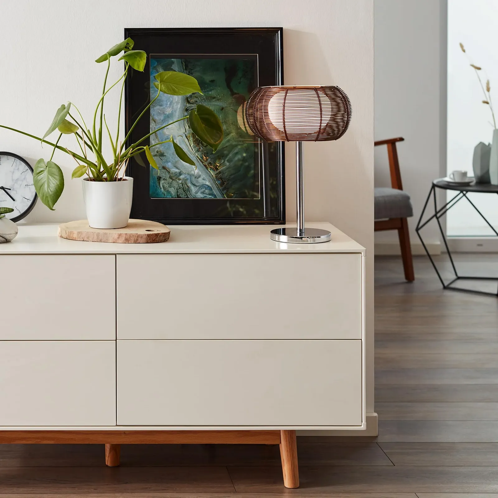 Настольная лампа Lightbox Металл Стекло 26 см Бронза/Хром, фото №2