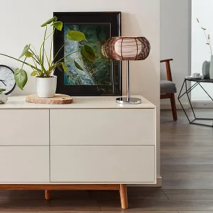 Настольная лампа Lightbox Металл Стекло 26 см Бронза/Хром synthetic.ua - Фото 1