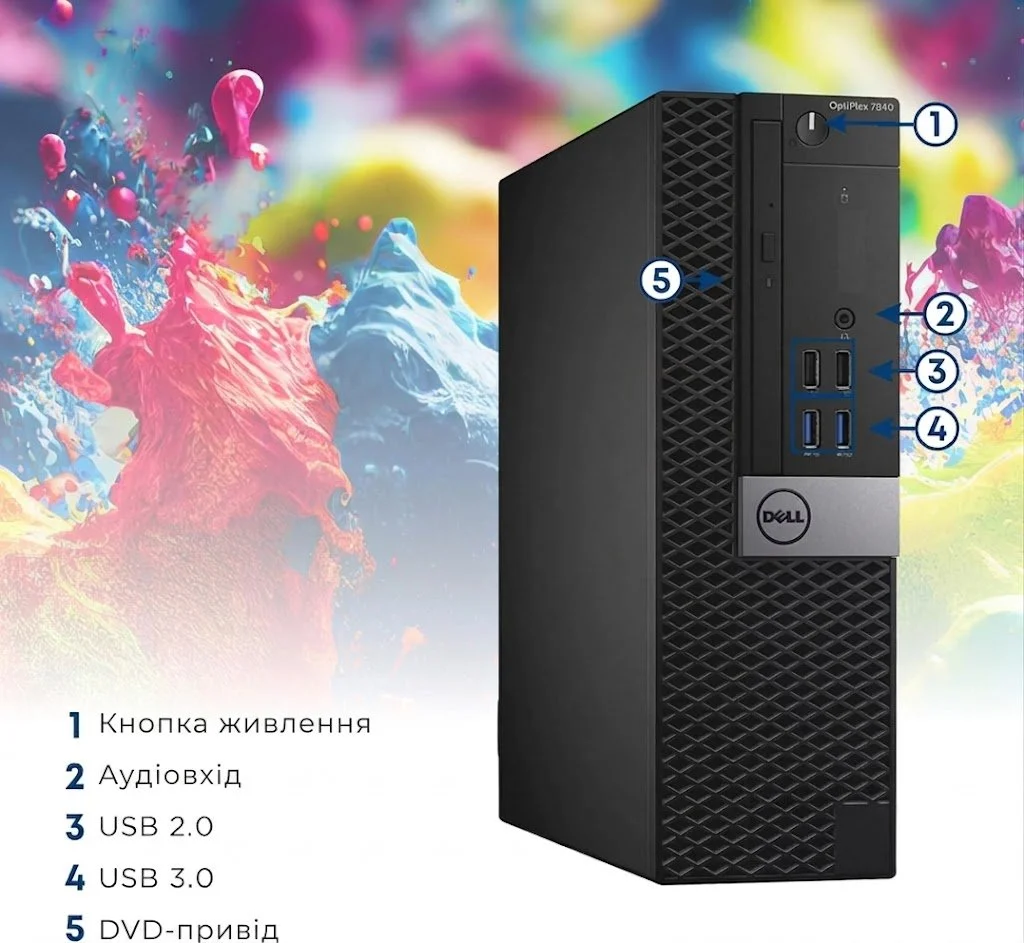 Комп’ютер Dell OptiPlex 7040 SFF / Intel Core i5-6600 / RAM 16GB / SSD 512GB / Intel HD Graphics 530 / 2 x DisplayPort / HDMI / LAN / Windows 10 / Чорний, фото №2