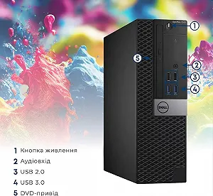 Комп’ютер Dell OptiPlex 7040 SFF / Intel Core i5-6600 / RAM 16GB / SSD 512GB / Intel HD Graphics 530 / 2 x DisplayPort / HDMI / LAN / Windows 10 / Чорний synthetic.ua - Фото 1