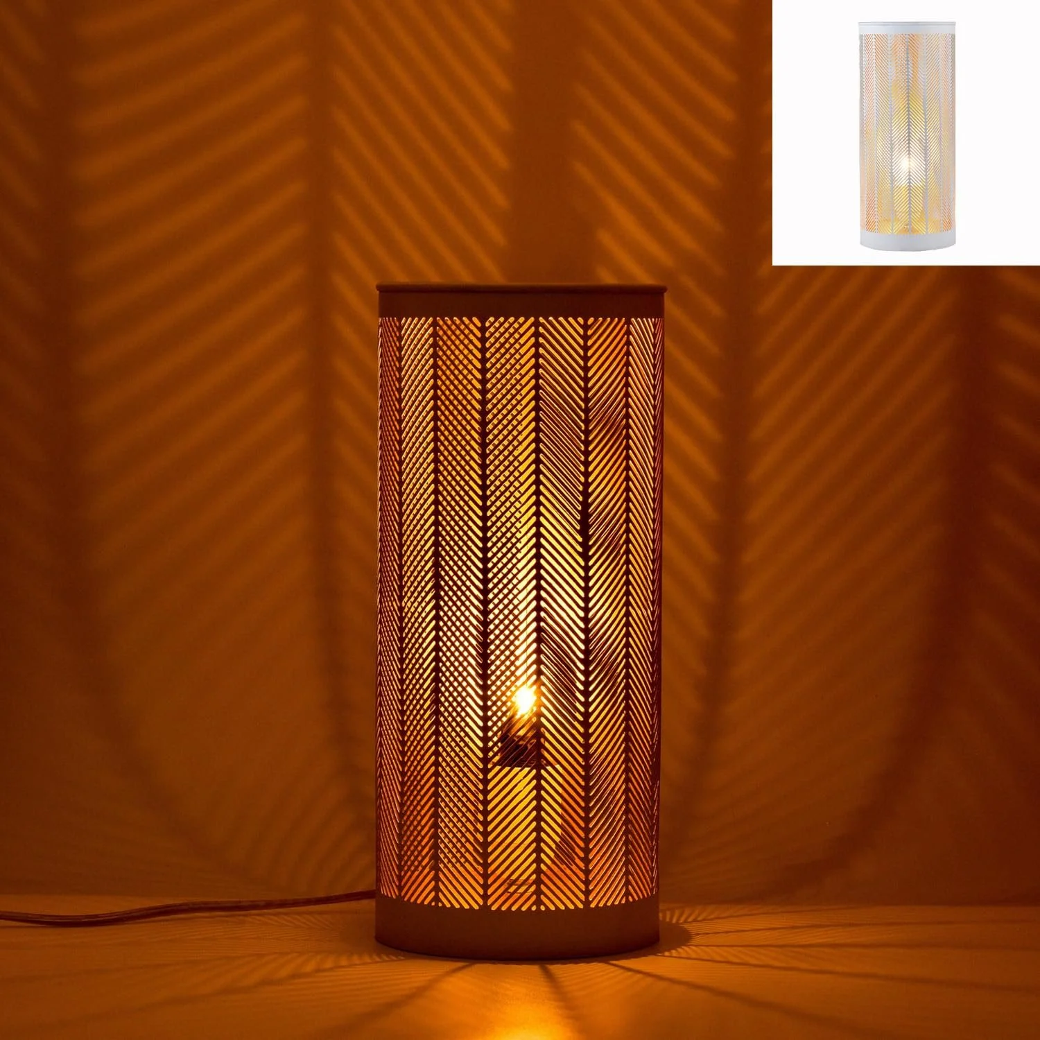 Настільна лампа Marrakech Aigna 30 см Бохо Металева E27 Біло-золотиста, фото №8