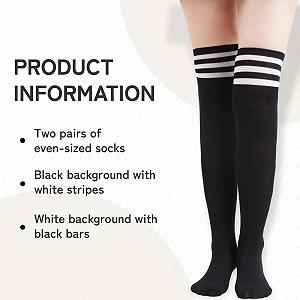 Женские носки выше колена (2 пары) Классические и стильные чулки мягкие высокие носки полосатые для спорта и косплея synthetic.ua - Фото 1