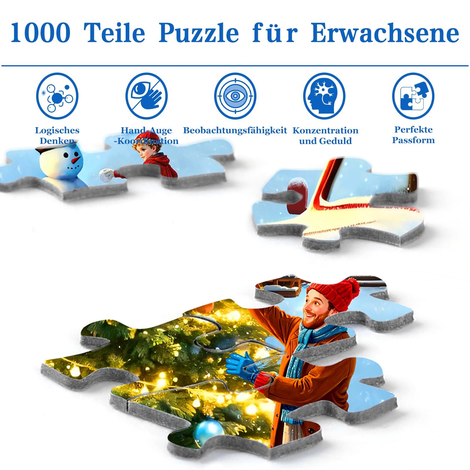 Пазл 1000 деталей для взрослых Рождественская тематика Зимняя сцена 70 x 50 см, фото №4 Пазл 1000 деталей для взрослых Рождественская тематика Зимняя сцена 70 x 50 см, фото №4