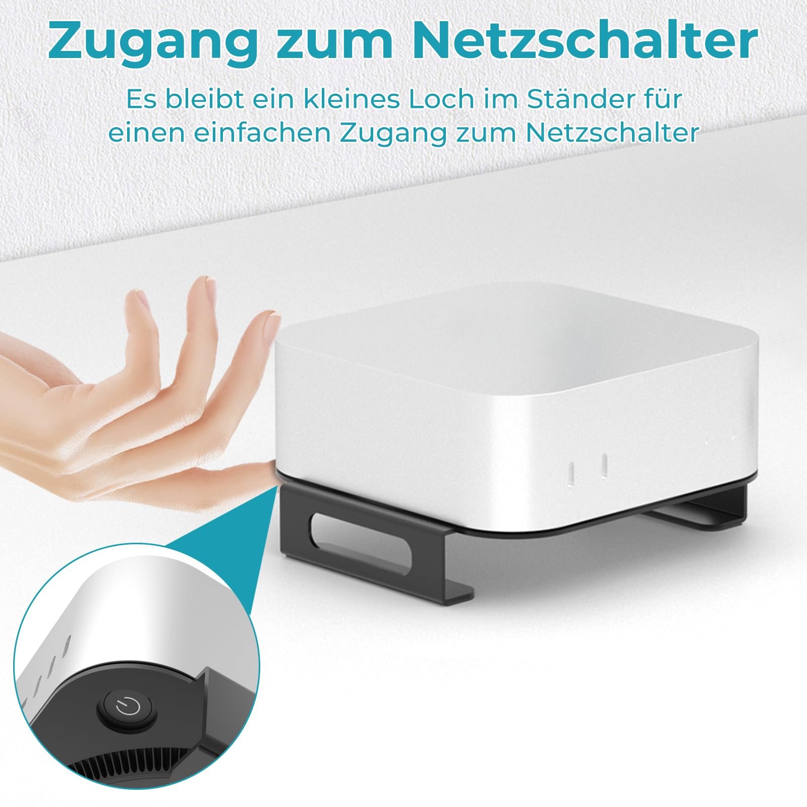 Підставка для комп'ютера Сумісна з Mac Mini M4 2024 Металевий тримач з отвором для сітчастої кнопки, фото №3 Підставка для комп'ютера Сумісна з Mac Mini M4 2024 Металевий тримач з отвором для сітчастої кнопки, фото №3