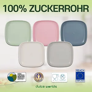 Дитячі тарілки ZUCKERROHR Набір 5 штук (20 см) Сірий Рожевий synthetic.ua - Фото 1