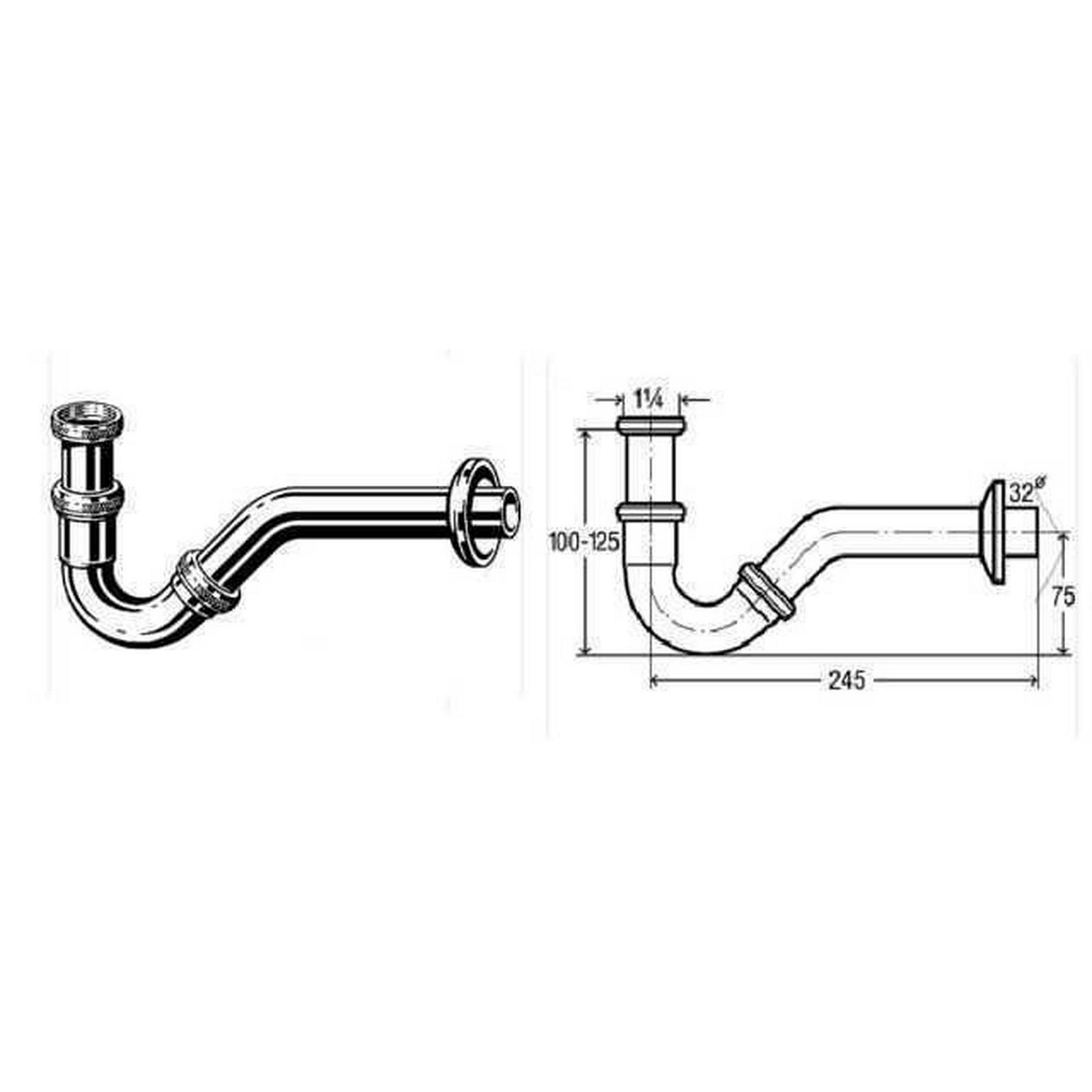 Сифон для бІде VIEGA 1 1/4″х1 1/4″ хром трубний 103781, фото №3
