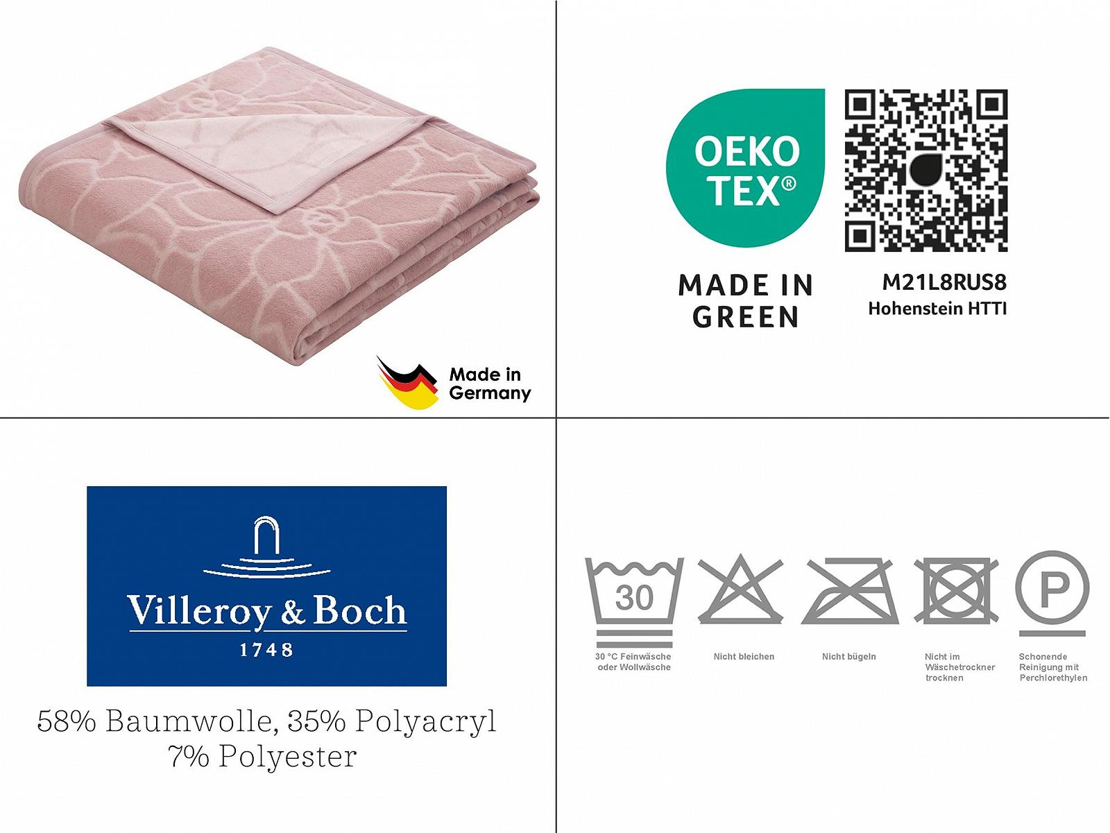 Плед Villeroy & Boch Cuddly Blanket Socculent Powder I Мягкий плед Розовый Смесь хлопка | Покрывало 150 x 200 см с рельефной структурой, фото №5