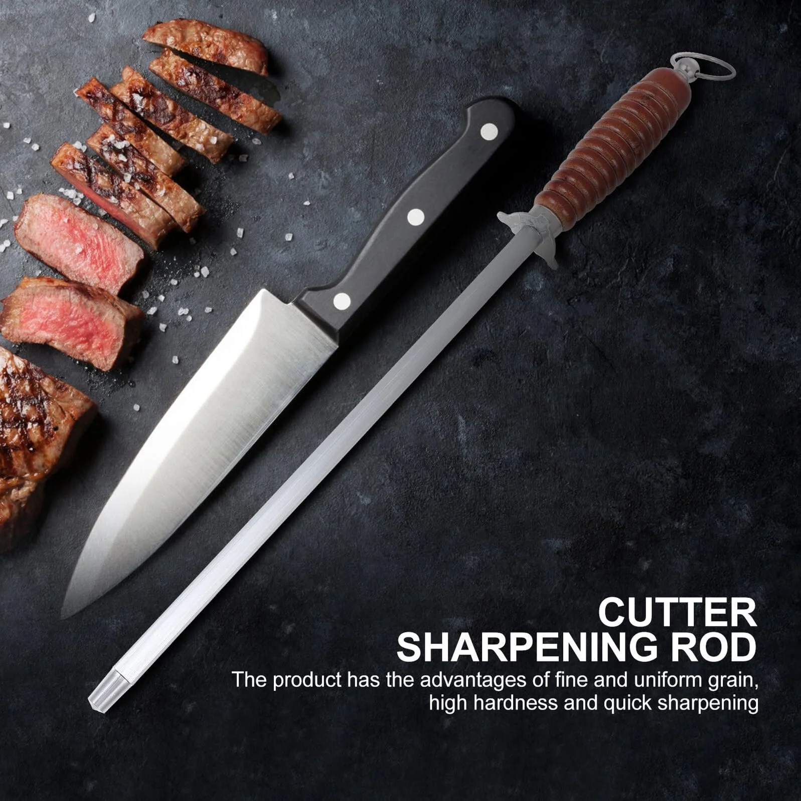 Мусат BESPORTBLE, высокоуглеродистая сталь, деревянная ручка, фото №6