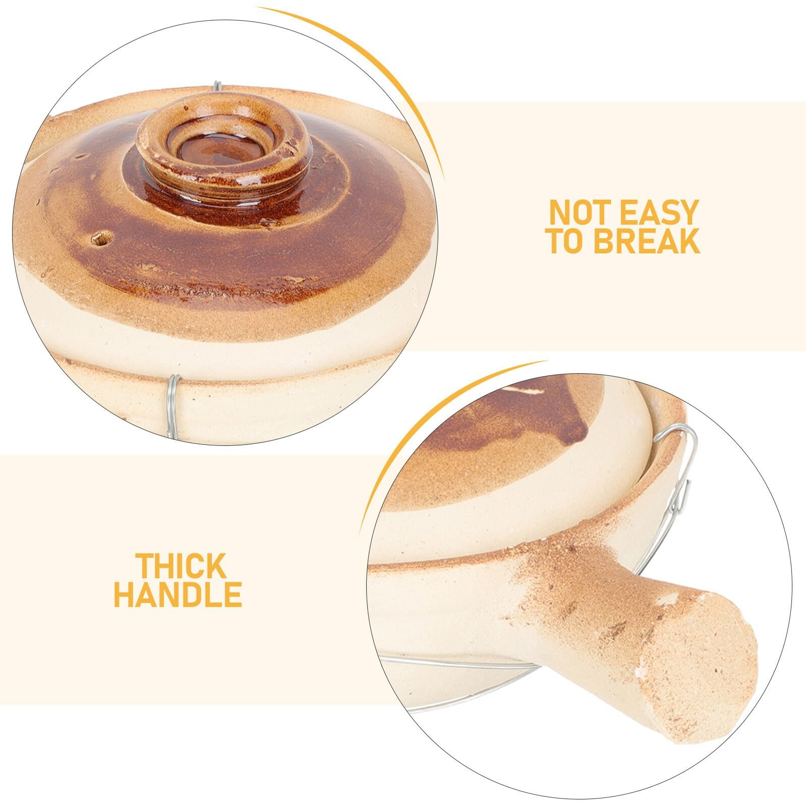 Керамическая кастрюля Ipetboom 0,8 л с ручкой для риса и супа, фото №3