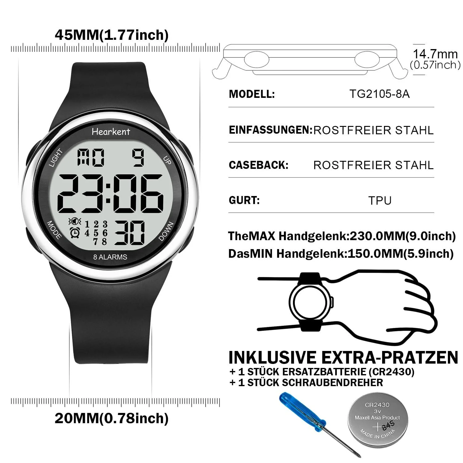 8 Будильников и вибрационный будильник для пожилых людей Напоминание о лекарствах для глухих Часы с большими цифрами и подсветкой, фото №7