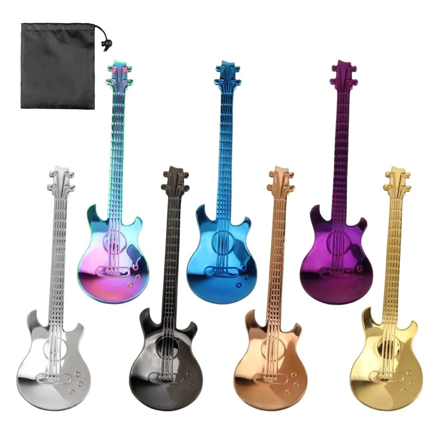 Набір з 7 кольорових десертних ложок з нержавіючої сталі, фото №1