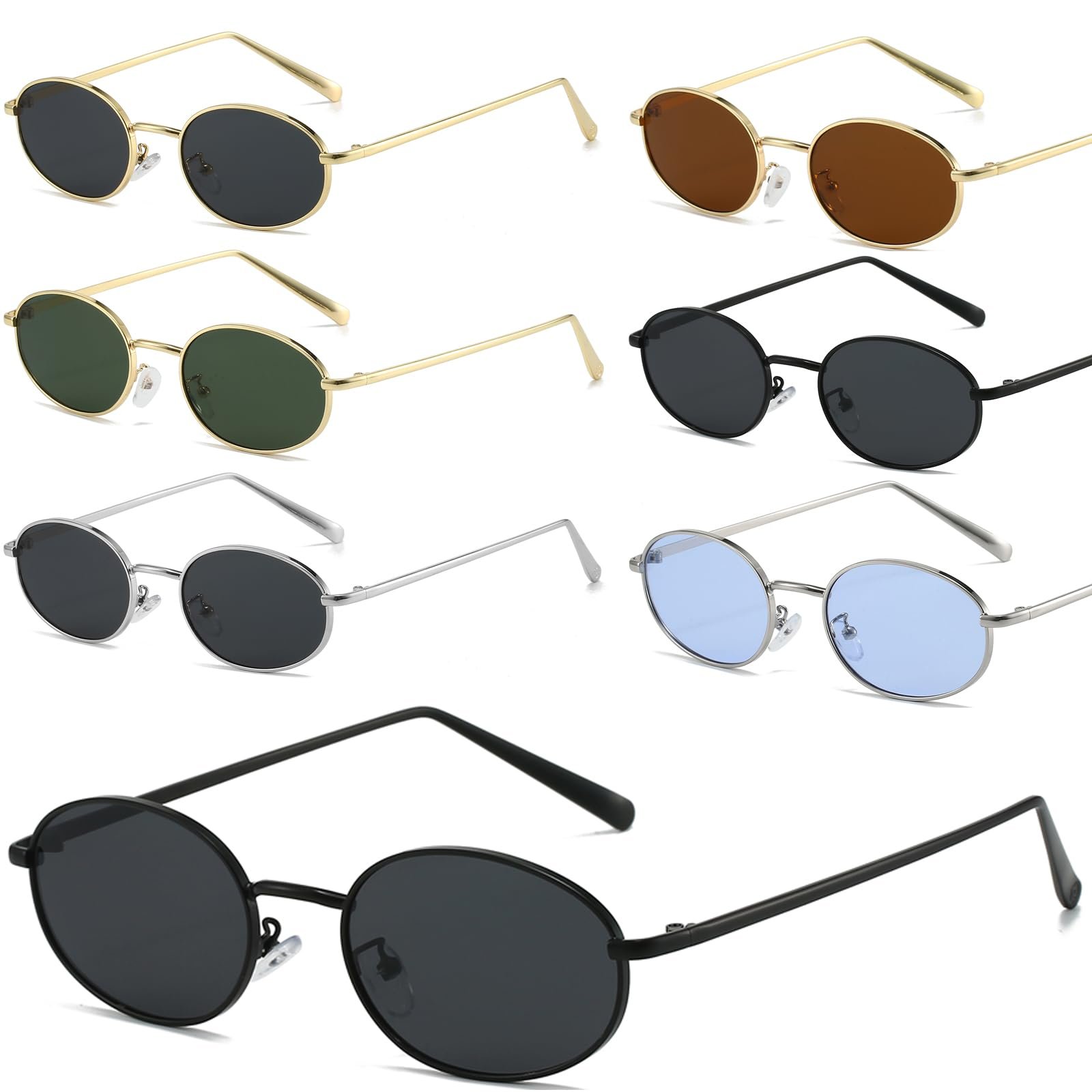 Сонцезахисні окуляри Овальні Ретро Ggpyyon для жінок та чоловіків, класичні вінтажні в стилі 90-х, металева оправа, фото №6