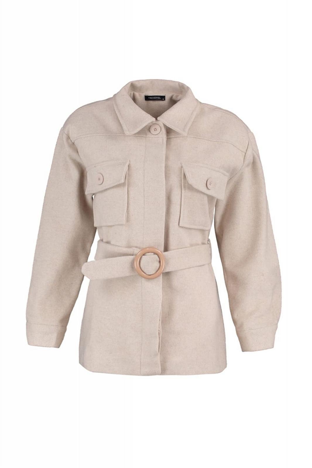 Пальто TRENDYOL Standard однотонное, фото №6
