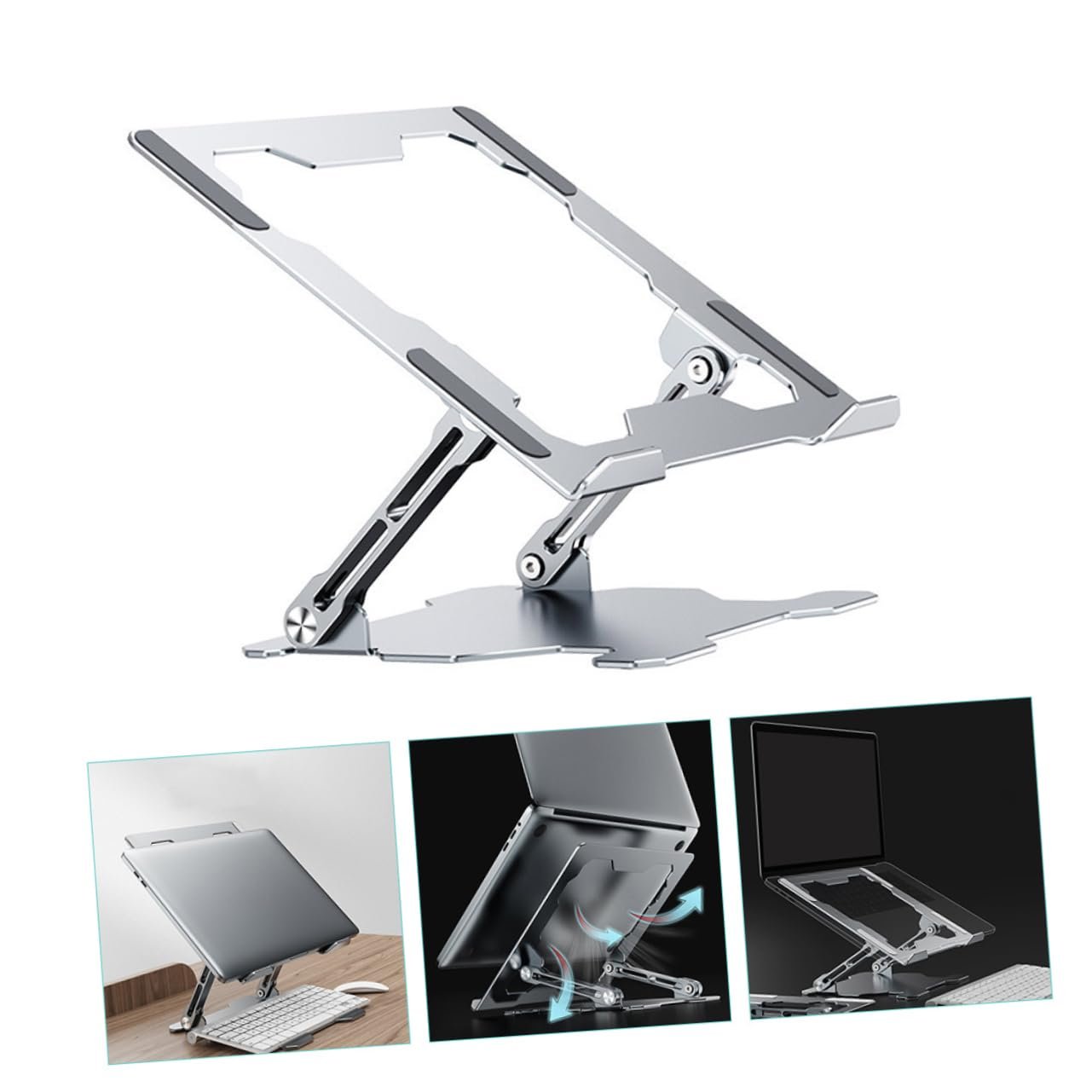Регулируемая по высоте подставка для ноутбука SEWACC, алюминиевый сплав, эргономичная подставка для ноутбука с теплоотводом, нескользящая и складная конструкция, фото №8