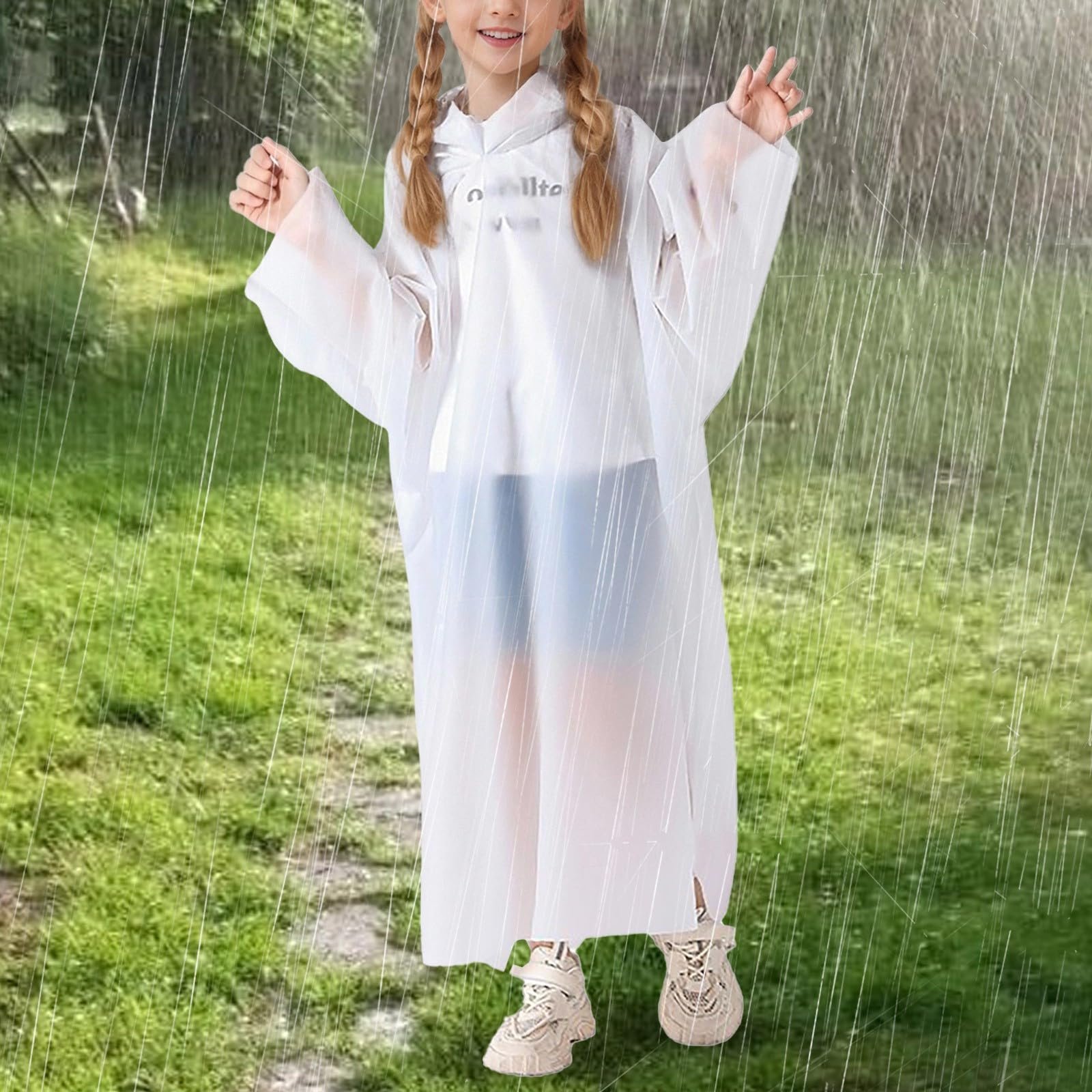 Детский дождевик M Девочки Мальчики Для Кемпинга Дождевая Куртка Для Отдыха Тонкая Мягкая Ткань с Капюшоном Однотонный Для Дождливой И Слякотной Погоды, фото №3