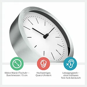 Настенные и настольные часы MEBUS 2-в-1 Кварцевый Механизм 15 см Белый/Серебристый цена на synthetic.ua - Фото 1 Настенные и настольные часы MEBUS 2-в-1 Кварцевый Механизм 15 см Белый/Серебристый synthetic.ua - Фото 1