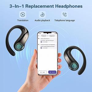 Наушники-переводчик, наушники для перевода, переводчик реального времени, 3-в-1 наушники для перевода 144 языками с сенсорным ЖК-экраном, Bluetooth 5.4, подходят для учебы synthetic.ua - Фото 1
