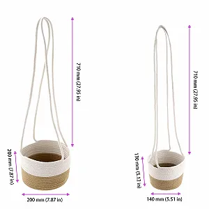 Подвесные корзины для растений Набор из 4 шт. 2 размера Хлопковая веревка Boho synthetic.ua - Фото 1
